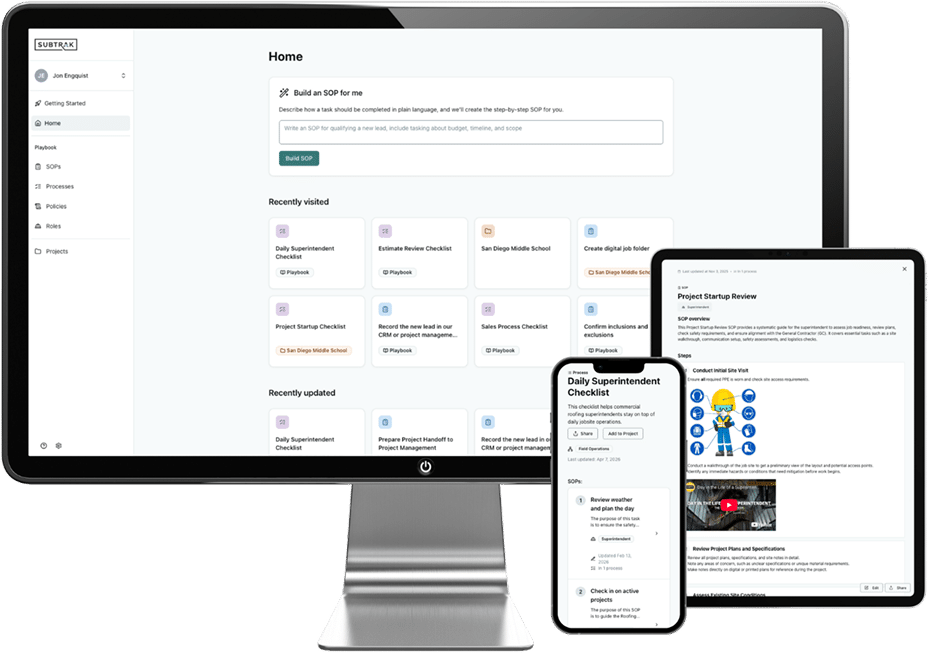 Subtrak on desktop, tablet, and mobile devices
